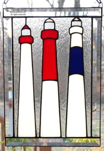 New Jersey Lighthouse Stained Glass Panel